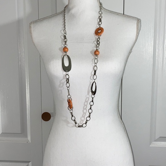 Jewelry - Silver & Orange Long Necklace